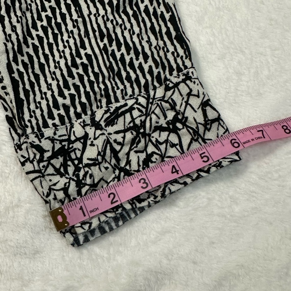Soft Surroundings Raven Shift Black and White Dress  3/4 Sleeve Ikat Print Rayon - Picture 8 of 14